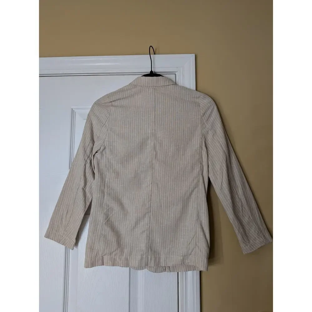 Brooks Brothers Boys Linen Blend Blazer 8Y Sand Stripe Summer Suit Jacket Preppy